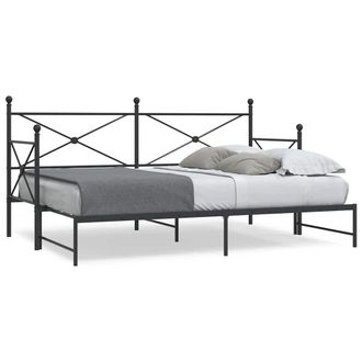 Berkfield Home Daybed with Trundle without Mattress Black 90x200 cm Steel