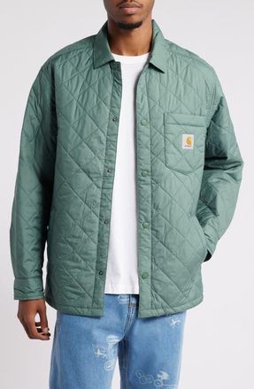 Carhartt Work in Progress Wadeson Quilted Shirt Jacket in Duck Green at Nordstrom, Size Xx-Large