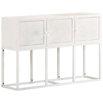 Berkfield Home Sideboard 115x30x76 cm Solid Mango Wood in White | Size: 115 x 30 x 76 cm