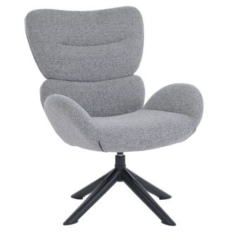Hhg [non Utilizzato] Poltrona Lounge Hhg-528, Sedia Da Cocktail/imbottita, Girevole Metallo Tessuto Ciniglia (420 G/m&sup2;), Grigio Scuro
