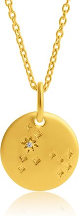 MAX + STONE Vermeil Aquarius Zodiac Pendant Necklace with White Sapphire Accents