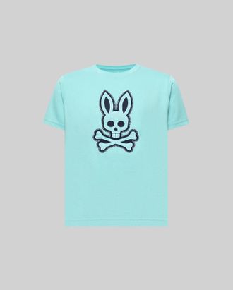 Psycho Bunny Kids Gage Graphic Tee 405 AQUA HAZE / M/10-12