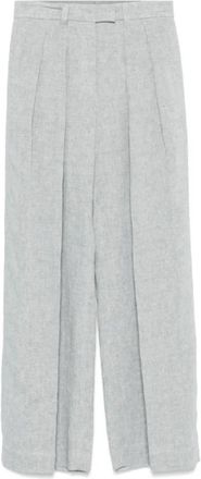 Brunello Cucinelli IJsblauwe Metallic Draadbroek - Dames - Wijde Broeken - Grijs - L - Katoen - Broeken