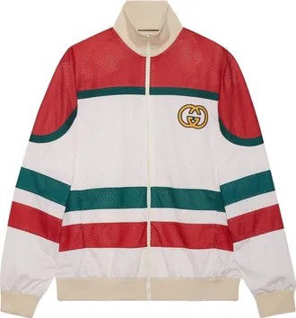 Gucci Mesh Fabric Zip Jacket Off White Red 737369-XJFFK-9212