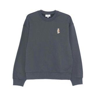 Maison Kitsun&eacute; Sweatshirts, male, Blue, Size: XL Dressed Fox Comfort Sweatshirt