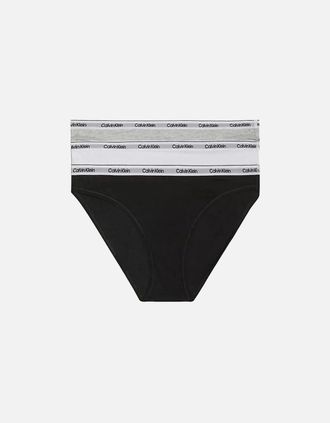 Calvin Klein Womens 3-Pack Modern Logo Bikini Briefs, Black/White/Grey - Size: 18/32in