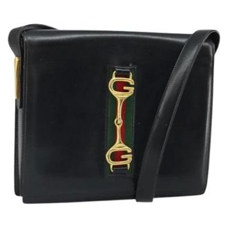 Gucci Pre-owned Cross Body Bags, female, Black, Size: ONE SIZE Pre-owned Leather Cross Body Bag