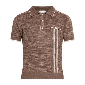 Versace Polo Shirts, male, Brown, Size: XL Moulin&eacute; Jacquard Knit Polo