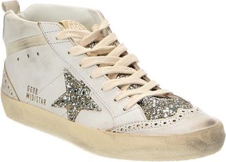 Golden Goose Mid Star Classic Glitter Leather & Suede Sneaker