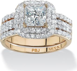 Palm Beach Jewelry 2.37 TCW Cubic Zirconia Bridal Set in 14k Gold-Plated