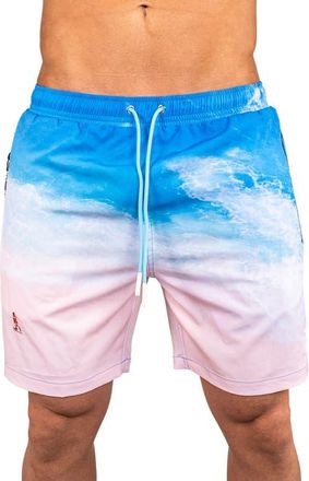 Maceoo Swim Lion Beach Swim Trunks in Blue at Nordstrom, Size 2
