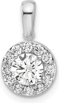 Diamond2Deal 14K White Gold Lab Grown Diamond Round Halo Pendant (0.71ct, VS, G-H)