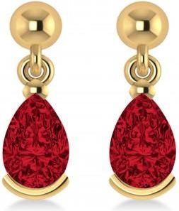 Allurez Ruby Dangling Pear Earrings 14k Yellow Gold (2.00ct)