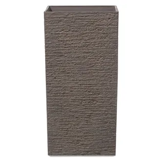 Beliani Maceta De Piedra Marr&oacute;n Alta 35 X 35 X 70 Cm Para Interior Y Exterior Gaza