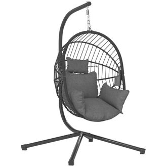 OUTSUNNY Silla colgante huevo 115x106x188 cm gris