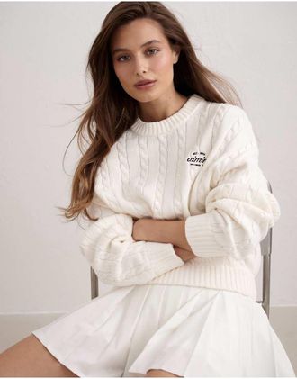 Aim'n Club - Maglione bianco sporco lavorato a trecce