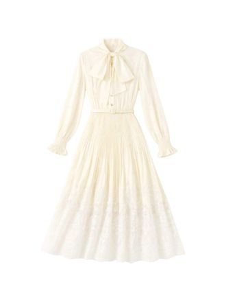 Self Portrait Yellow Satin Lace Midi Dress