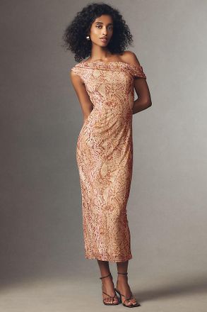 AFRM Holden Asymmetric One-Shoulder Stretch Mesh Midi Dress