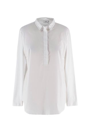 PESERICO White Cotton Beaded Shirt Size M