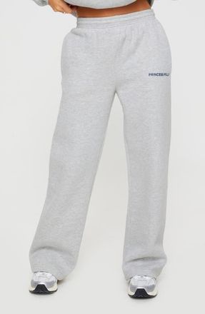 Princess Polly Logo Straight Leg Sweatpants in Grey at Nordstrom, Size 8