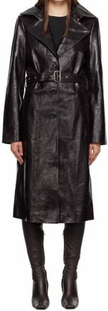 Helmut Lang Leather Trench Coat In Black