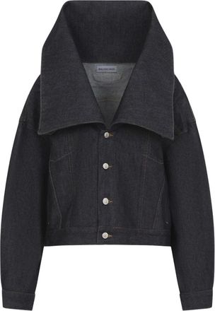 Balenciaga Standing Collar Boxy Jacket - Dames - Spijkerjassen - Blauw - XS - Katoen - Jassen