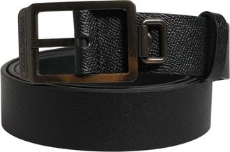 Dolce & Gabbana Kalfsleren Riem met Gouden Metalen Gesp - Heren - Riemen - Zwart - ONE Size - Leer - Accessoires