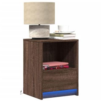 vidaXL Comodini con Luci led 2pz Rovere Marrone in Legno Multistrato - Vidaxl
