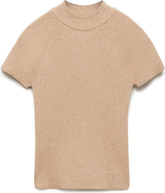 Mango Perkins Mock Neck Rib Sweater in Light/Pastel Grey at Nordstrom, Size Large