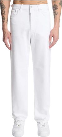 Haikure Jeans, Heren, Wit, W33, Katoen, Rechte wijde pijp jeans met verstelbare tailleband