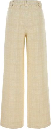 Gucci Womens Tweed Trousers Beige Cotton Nylon Wool