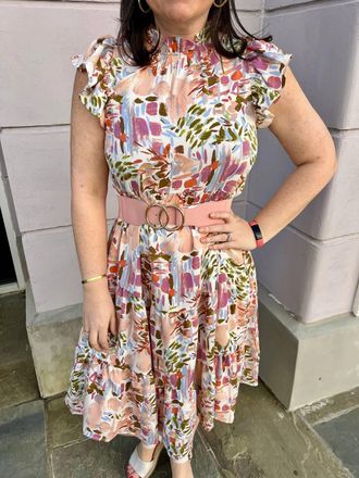 Pinch Design Forest Print Midi Dress In Pink Multi
