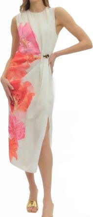 Entro Womens Floral Daze Side Detail Midi Dress In White
