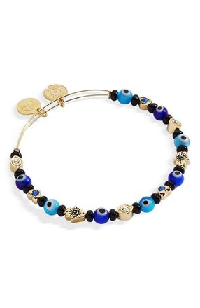 Alex and Ani Evil Eye Beaded Bangle Bracelet in Gold Blue at Nordstrom