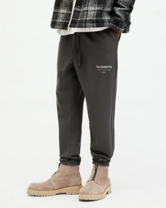 AllSaints Mens Cotton Underground Logo Relaxed Fit Joggers, Size: XXL