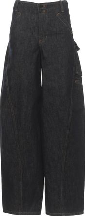 Self Portrait Denim Cargo Jeans - Dames - Loose Fit Jeans - Blauw - W27 - Denim - Jeans