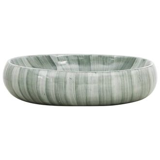 Berkfield Home Durable Countertop Basin Green Oval 59x40x15 cm Ceramic | Size: 59 x 40 x 15 cm