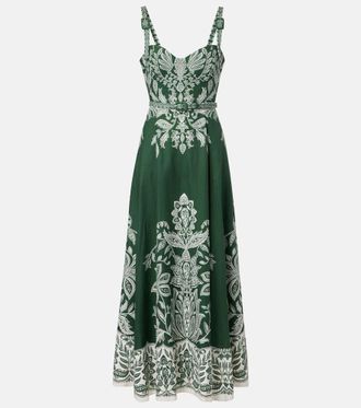 Farm Rio Abito lungo Miranda in misto lino con cintura