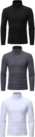 Generic Mens Turtleneck Jumper Long Sleeve Roll Neck,Mens Thermal Baselayer Top - Combed Cotton Sweater, Roll Neck Jumper, Breathable, Quick Drying & Fitted S