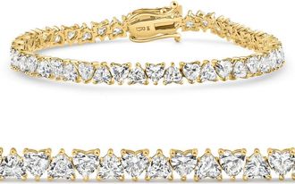 Pompeii3 10.50Ct Heart Cut Diamond Tennis Bracelet 14k Yellow Gold 7 Lab Grown
