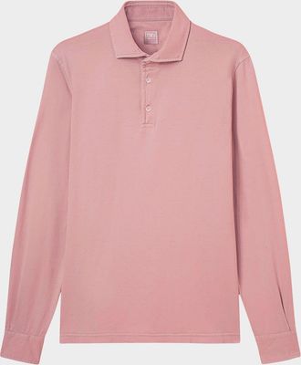 Fedeli Mens Giza Cotton Long-Sleeve Pique Polo Shirt