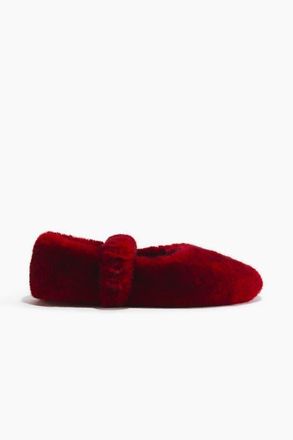 H&M Fluffy Slippers in Dark Red at Nordstrom, Size 11