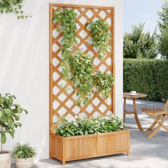 Berkfield Home Planter with Trellis Brown Solid Wood Fir