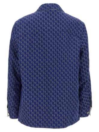Gucci Mens Blue Cotton Biker Jacket Clothing