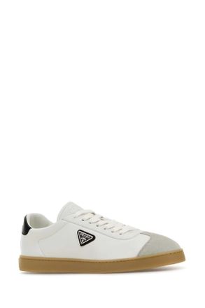 Prada Mens White Napa Leather Sneakers Bianco-Nero Lambleather-Calfleather Bianco/nero