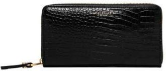 Gianni Chiarini Portemonnee met krokodileffect en ritssluiting - Dames - Portefeuilles - Zwart - ONE Size - Leer - Accessoires