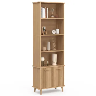 IDMarket Etag&egrave;re Biblioth&egrave;que 4 Niveaux Juliette Avec Placard Effet Lattes