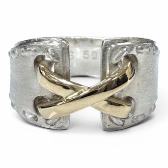 Herm&egrave;s Gold Silver Silver 925 Band Ring (Pre-Owned)