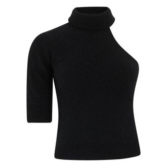 Roberto Collina Turtlenecks, female, Black, Size: S Asymmetric Turtleneck Top