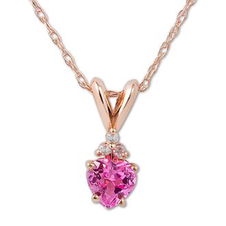 Pompeii3 1/2ct Diamond & Pink Sapphire Heart Pendant in 14K Yellow, White, or Rose Gold